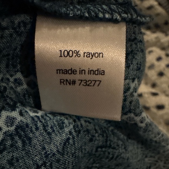 Sonoma Boho Tassel Top XL Blue Rayon Peasant Blouse Lightweight Spring - Picture 6 of 6